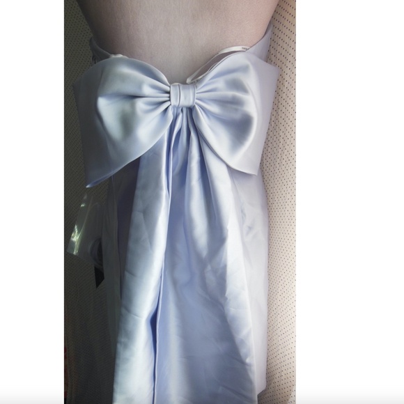 D697 NEW ALFRED SUNG Silver Dove OVERSIZE BOW BACK Strapless SATEEN Mini DRESS 8 - Picture 12 of 16